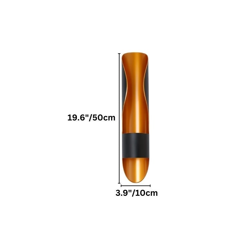 "Dimensions of a single-tube modern flame-inspired wall lamp with a dual-tone metal finish."