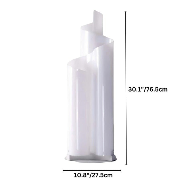 Stellora Table Lamp dimensions: 30.1 inches tall and 10.8 inches wide, featuring a spiral acrylic design with aluminum base.