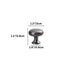 Brushed nickel cabinet knob with oval top and cylindrical base shown with dimensions.