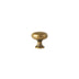 Brass mushroom cabinet knob with antique gold finish on white background.