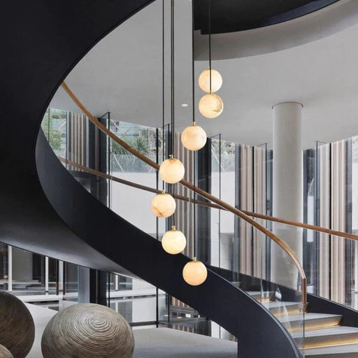 Tama Alabaster Chandelier Light - Light Fixtures for Stair Lighting
