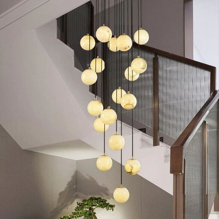 Tama Alabaster Chandelier Light - Modern Lighting Fixtures for Stair Lighting