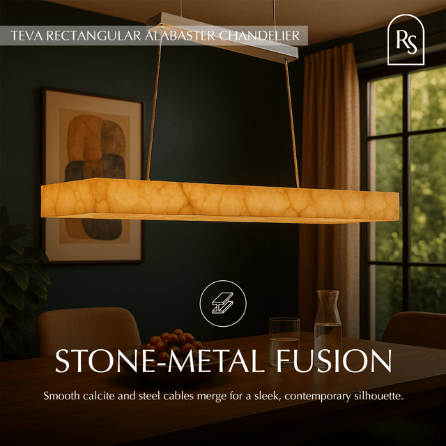 Teva Rectangular Alabaster Chandelier - Residence Supply