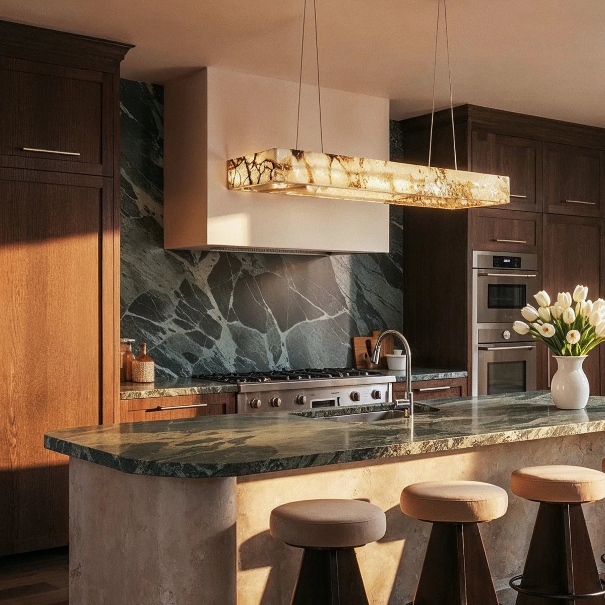 Teva Rectangular Alabaster Chandelier - Residence Supply