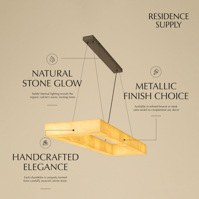 Teva Rectangular Alabaster Chandelier - Residence Supply