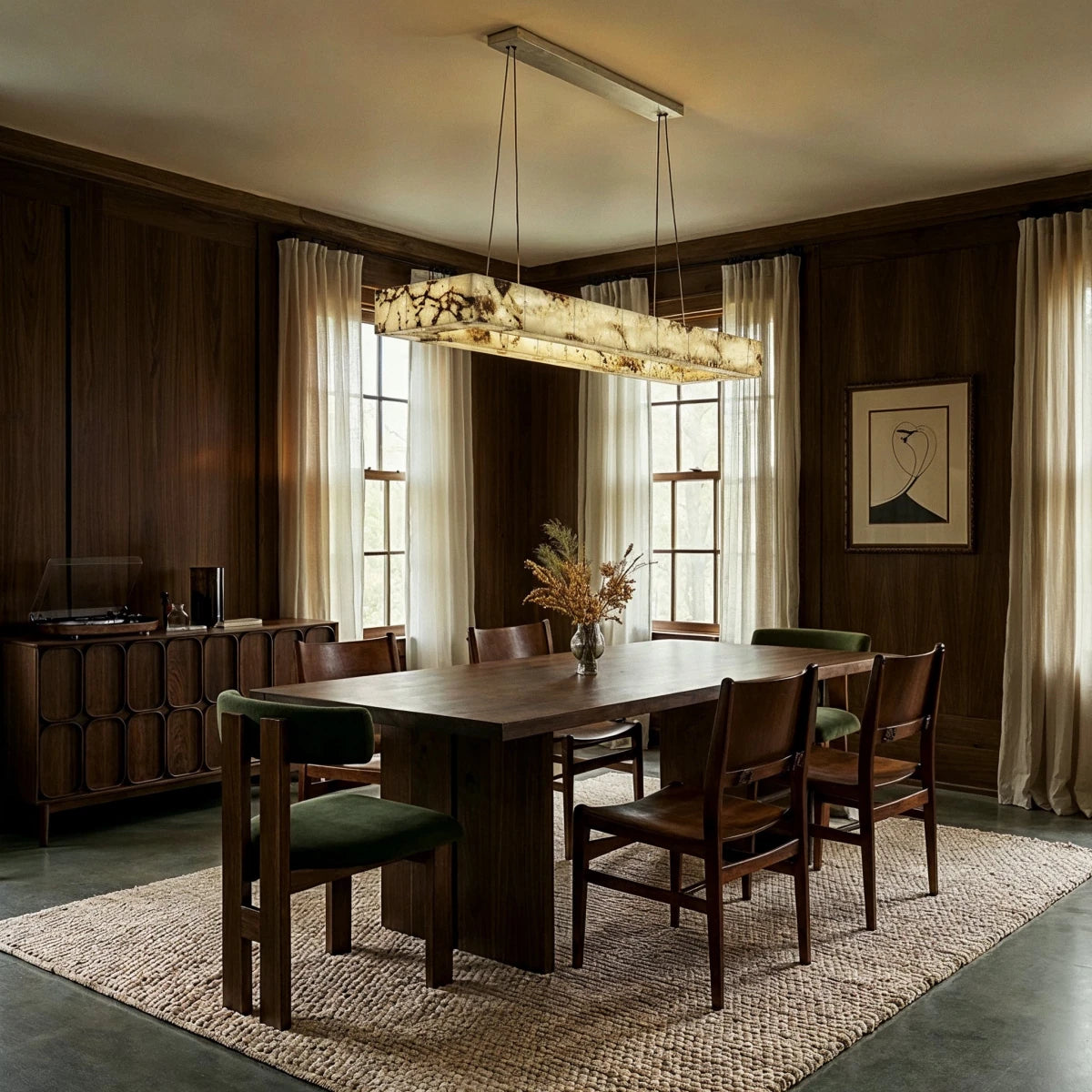 Teva Rectangular Alabaster Chandelier - Residence Supply