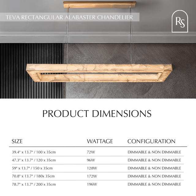 Teva Rectangular Alabaster Chandelier - Residence Supply