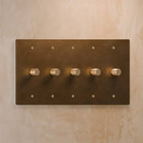 Five-gang Brass 3-Way Rotary Dimmer Switch with polished brass finish, offering multi-zone lighting control for expansive interiors.