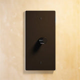 Single gang matte black rotary dimmer switch with black knob, offering sleek, minimalist lighting control in The Brass 3-Way series.