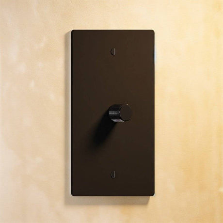 Single gang matte black rotary dimmer switch with black knob, offering sleek, minimalist lighting control in The Brass 3-Way series.