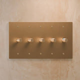 Five-gang light brass rotary dimmer switch with precision knurled knobs, perfect for large-scale lighting control in modern homes.