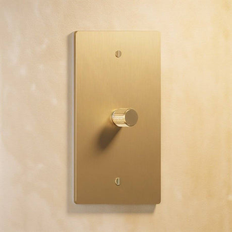 Single gang The Brass Dimmer Switch - Open Box in polished brass, ideal for refined lighting control in any room.