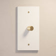 Single gang The Brass Dimmer Switch - Open Box in white with brass knob, perfect for clean and elegant lighting.