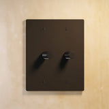 Two-gang The Brass Dimmer Switch - Open Box in matte black, perfect for dual-zone lighting in modern interiors.
