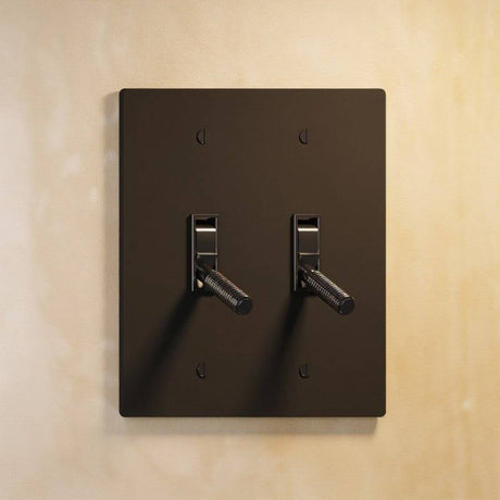 Double gang The Brass Toggle Switch (1 to 5 Gang) - Open Box in dark bronze finish with brass toggles, perfect for classic interiors.