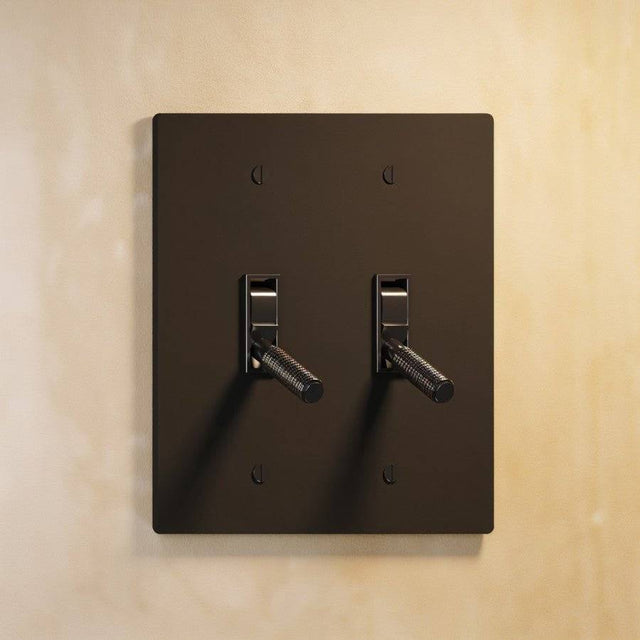 Double gang The Brass Toggle Switch (1 to 5 Gang) - Open Box in dark bronze finish with brass toggles, perfect for classic interiors.