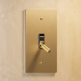 Single gang The Brass Toggle Switch (1 to 5 Gang) - Open Box in light brushed brass finish, perfect for minimalist and modern lighting setups.