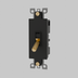 Black toggle switch with brass accents and decorative lever handle