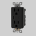 Black duplex outlet with dual USB ports and TR marking