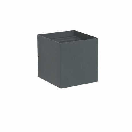 "Tine Wall Lamp in gray, showcasing the minimalist square design made from durable aluminum with a sleek matte finish and dual-beam light effect."