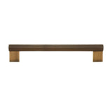"Horizontal view of a modern antique brass pull bar with a sleek ribbed texture, ideal for cabinet doors, drawers, and wardrobe panels."