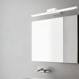 "Modern wall lamp providing uniform illumination above a bathroom vanity mirror."
