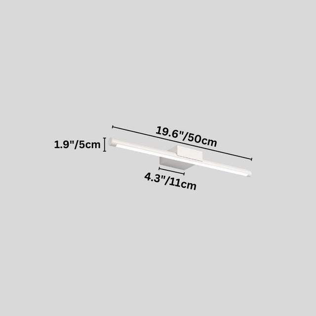 "Dimensions of the Tovian wall lamp, showing length, width, and height measurements."