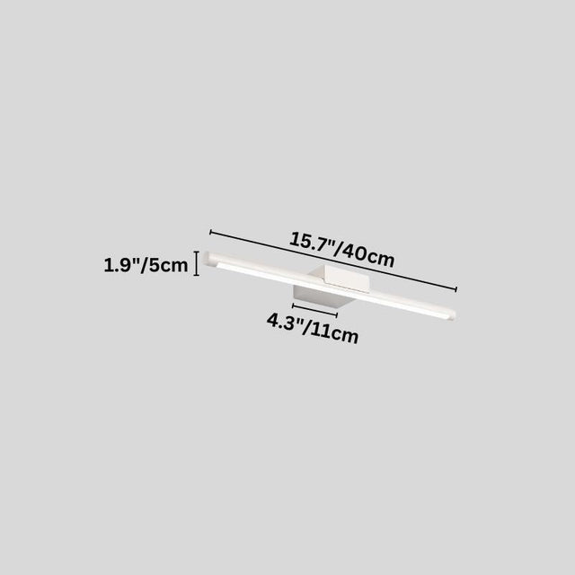"Dimensions of the Tovian wall lamp, showing length, width, and height measurements."