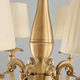 Uloma Chandelier – Elegant Lighting For Luxe Interiors detailed view of the copper central column and ornate scrollwork.