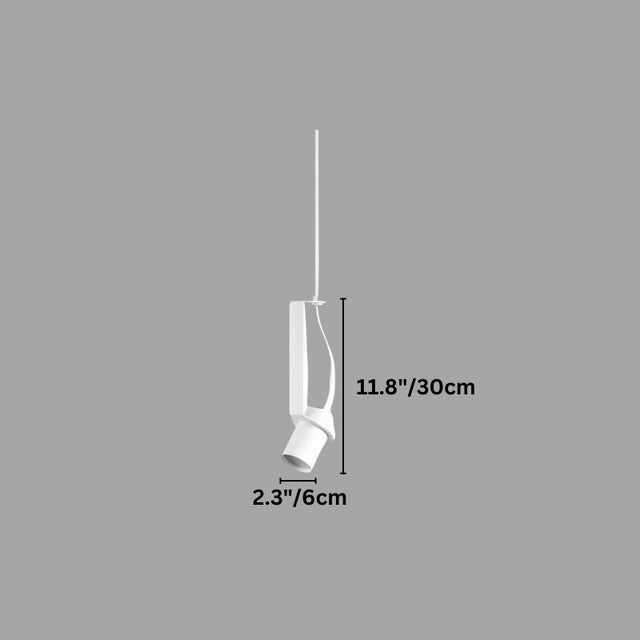 "A diagram showing the dimensions of an oblique pendant light, including height and diameter in inches and centimeters."