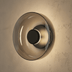 Circular ceiling fixture with concentric rings, 9 inches diameter, 3.75 inches deep, shown in front and side views on white b