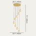 Multi-pendant chandelier with brass finish and spherical ribbed shades suspended from gold canopy against white background.