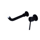 Matte black Vartay Bathroom Faucet with curved spout and lever handle, shown in disassembled view for clarity.