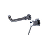 Chrome Vartay Bathroom Faucet with curved spout and lever handle, shown disassembled for product detailing.