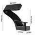 Black modern bathroom faucet with curved spout and matching base on white background.