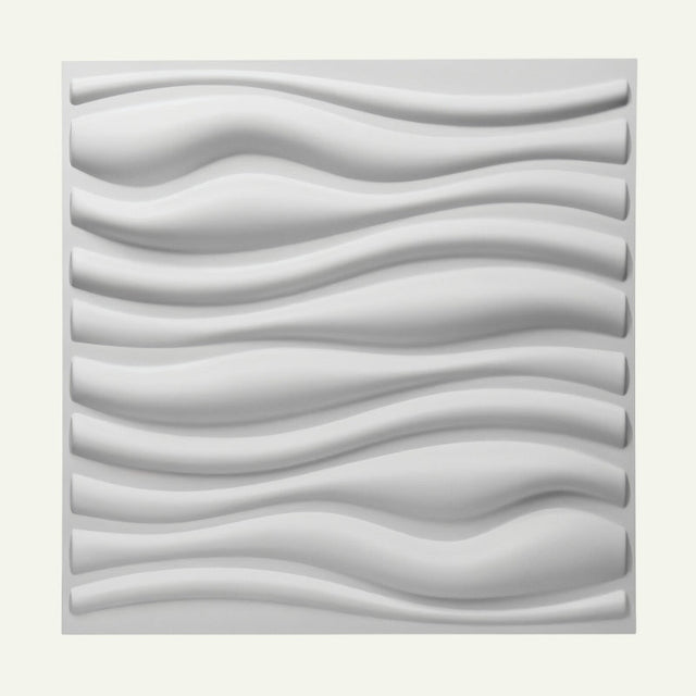 Vefni Panels - Durable, Modern Design for Any Space. Single white Vefni wall panel featuring a sleek, wavy 3D surface ideal for modern interiors.