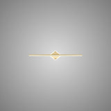 "A modern gold wall lamp with a diamond-shaped base and horizontal bar, showcasing its minimalist design, isolated on a light gray background."