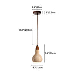 "Dimensions, 78.7 inches height, 7.8 inches body height, 4.7 inches body width, 3.9 inches canopy diameter, and 0.9 inches canopy height, of a travertine pendant light."