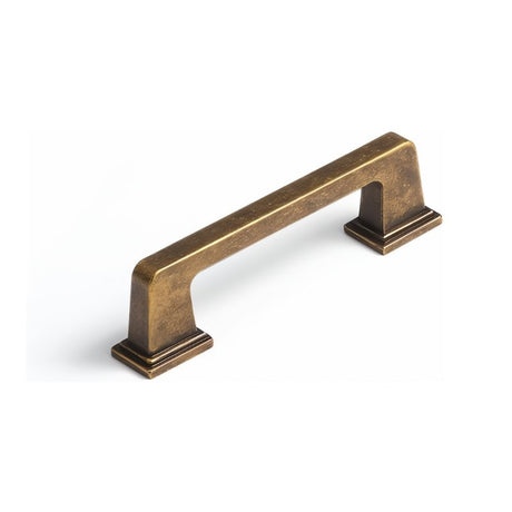 "A vintage brass pull bar made of high-quality brass with a sleek, modern rectangular design and a strong base for durability and a solid grip."