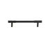 "A black faceted brass pull bar with a diamond-cut texture, isolated on a white background."