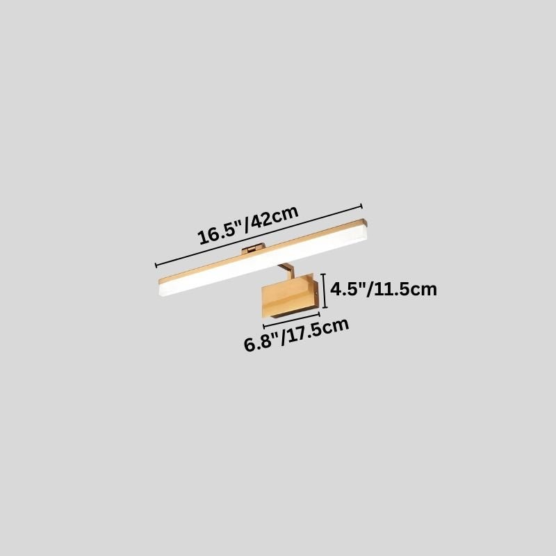 "An LED vanity light with labeled dimensions, showcasing its sleek design and 42cm length."