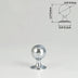 Chrome spherical cabinet knob with pedestal base, shown with dimension specifications on white background.