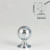 Polished chrome spherical cabinet knob with pedestal base on white background.