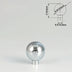 Polished chrome spherical cabinet knob with cylindrical base on white background.