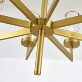 Wynlo Chandelier – close-up of copper structure and central rod, showcasing its sculptural geometric design.
