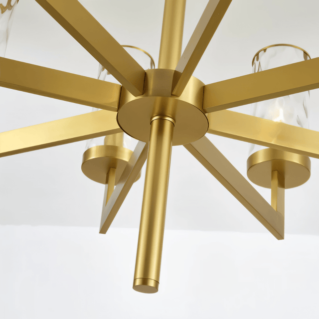 Wynlo Chandelier – close-up of copper structure and central rod, showcasing its sculptural geometric design.