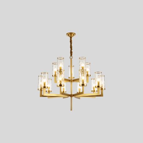 Wynlo Chandelier – 16-light sculptural copper chandelier with layered design, ideal for luxurious modern interiors.