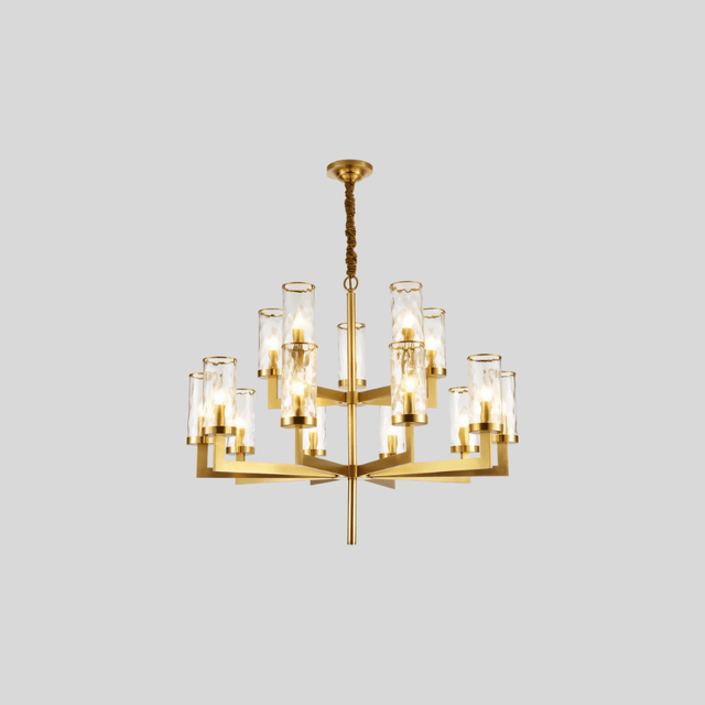 Wynlo Chandelier – 16-light sculptural copper chandelier with layered design, ideal for luxurious modern interiors.