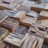 Macro shot of Yarit Wood Wall Panel's textured wooden blocks, showcasing its handcrafted, stylish acoustic-enhancing design.