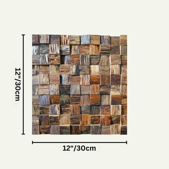 Yarit Wood Wall Panel measuring 12x12 inches, featuring a grid of natural wood squares for modern acoustic wall treatments.